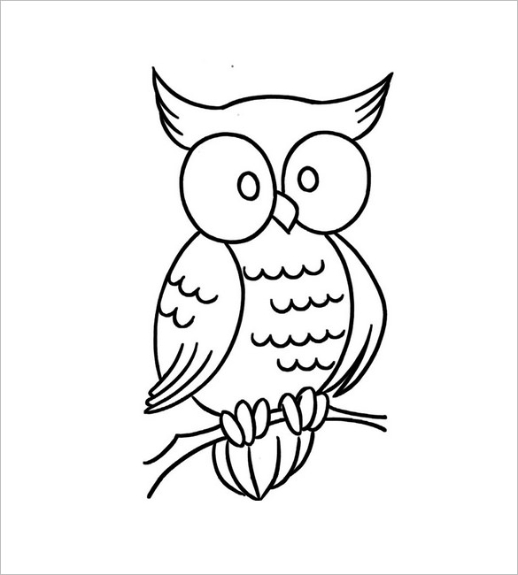 585x650 Owl Template - Small Owl Drawing