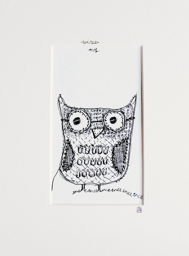 720x978 Wise Owl Drawing Art Rippingham Art - Small Owl Drawing