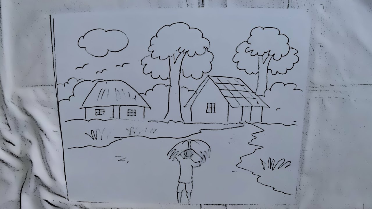1280x720 how to draw a village scenery with a figure for kids in minutes - Small Village Drawing