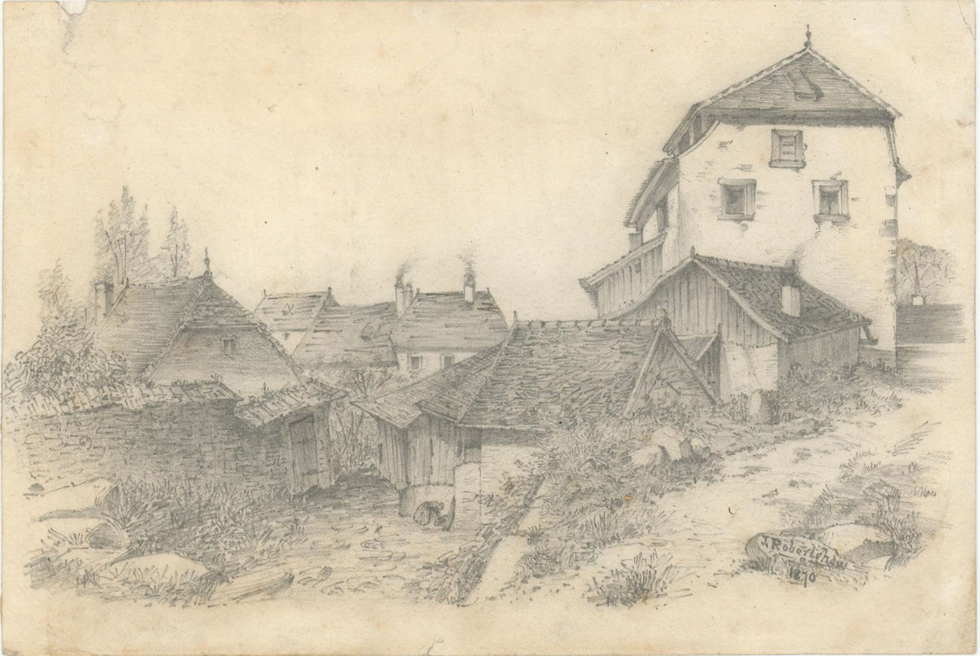 1400x937 J Robertshaw - Small Village Drawing