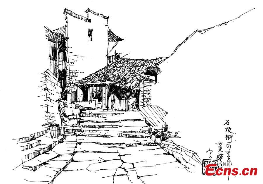 900x629 Professor Devoted To Hand Drawing Old Villages - Small Village Drawing