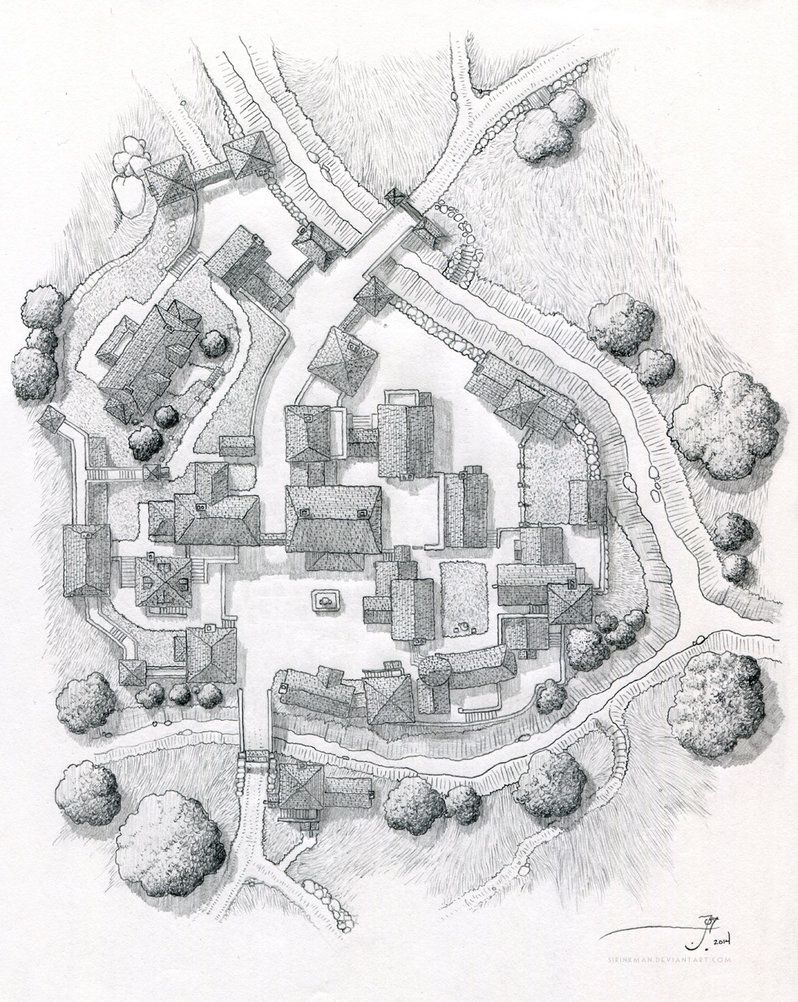 798x1002 Village Of Bourmout - Small Village Drawing