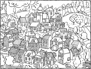 300x226 A Small Village - Small Village Drawing