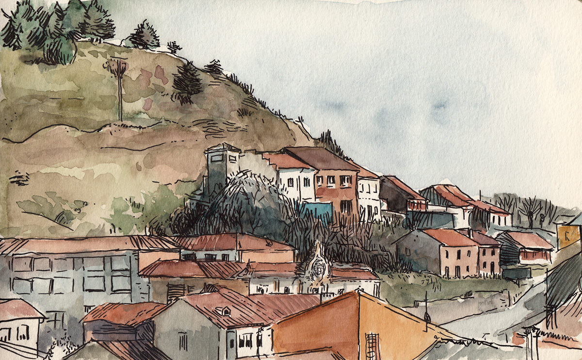 1200x742 Drawing In Guardo On Behance - Small Village Drawing