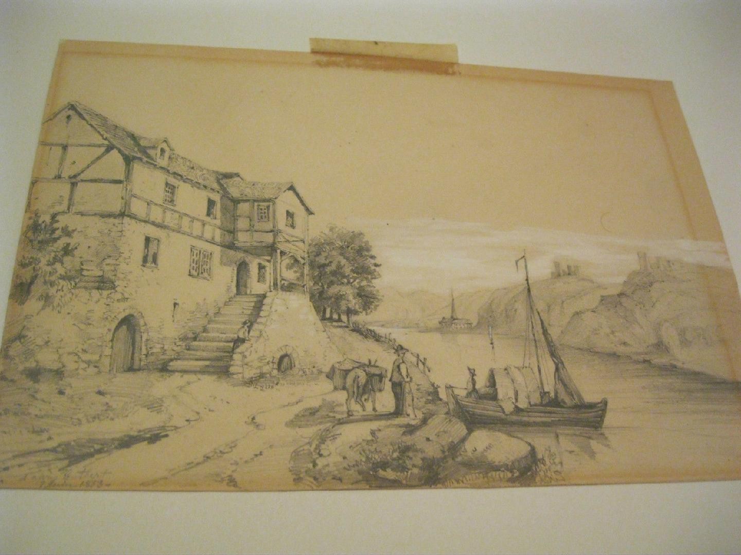 1440x1080 Drawing In Pen And Ink, Graphite Small Village, France,sale - Small Village Drawing