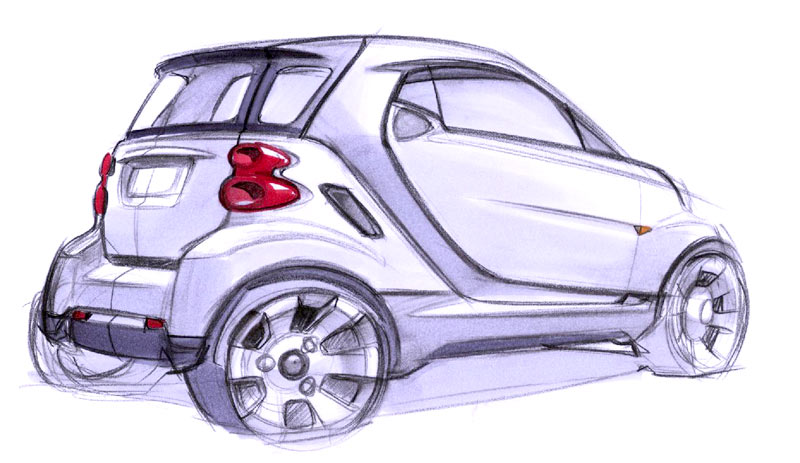 800x463 smart fortwo sketch - Smart Car Drawing