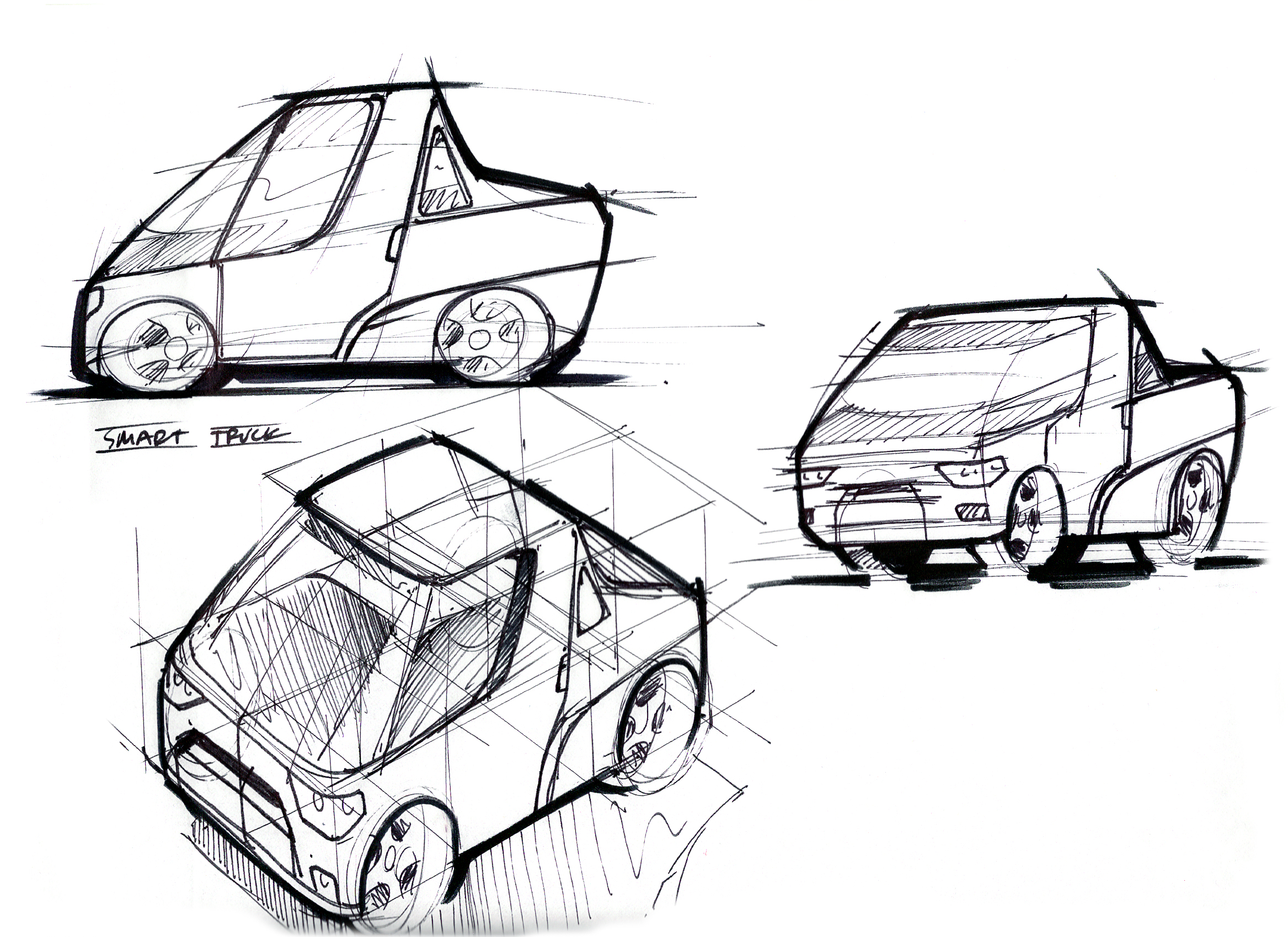 2335x1699 smart truck lineweights - Smart Car Drawing