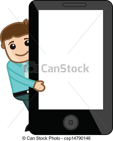 376x470 Man Presenting Tablet - Smartphone Drawing