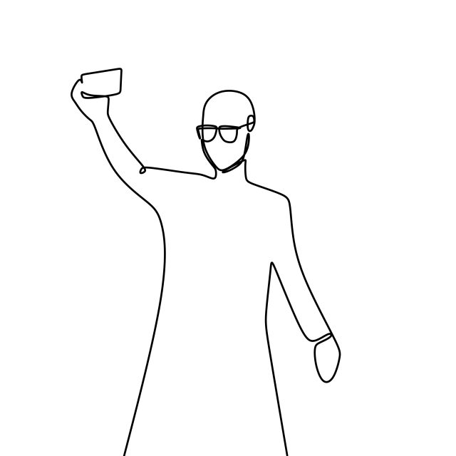 640x640 One Line Drawing Of A Person Take A Selfie Using His Smartphone - Smartphone Drawing