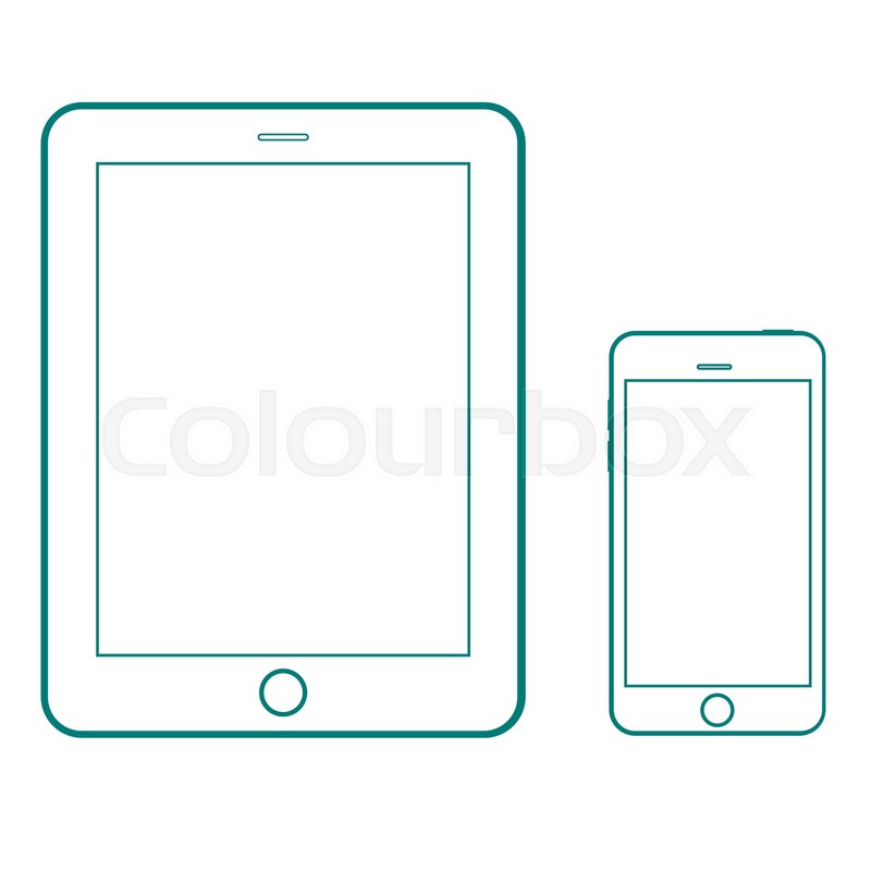 800x800 Outline Drawing Modern Smartphone And Stock Vector Colourbox - Smartphone Drawing