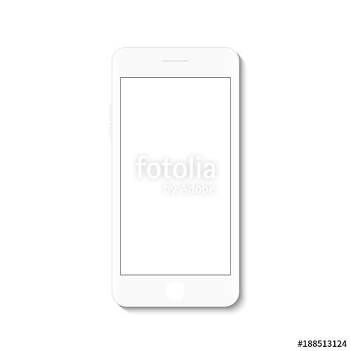 500x500 White Flat Phone White Screen, Vector Drawing Modern Smartphone - Smartphone Drawing