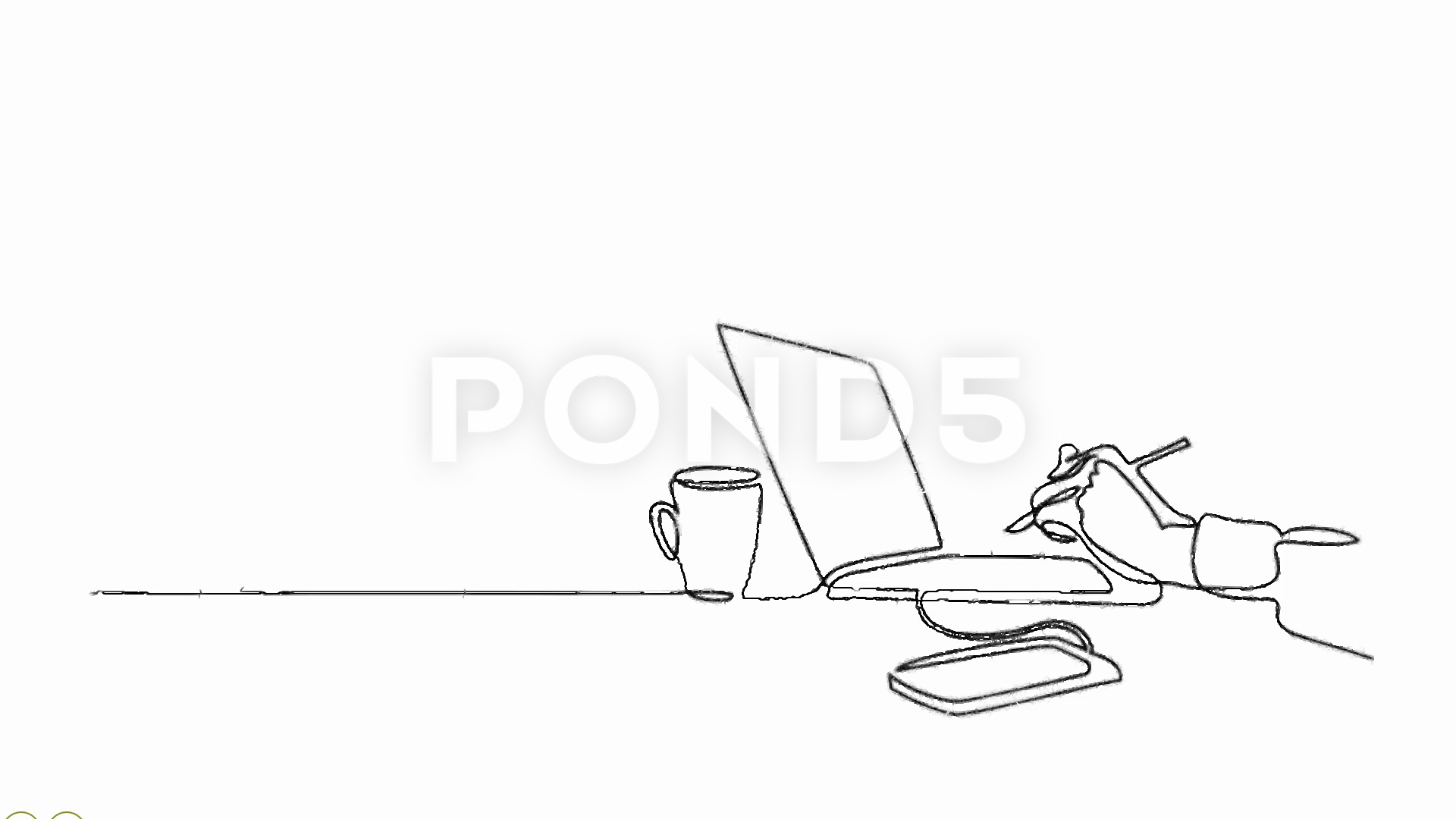 1920x1080 Continuous Line Drawing Of Laptop Smartphone Charging Desk Coffee - Smartphone Drawing