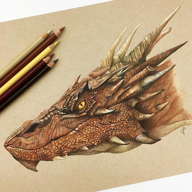 640x640 Intricate Smaug Pencil Drawing - Smaug Drawing