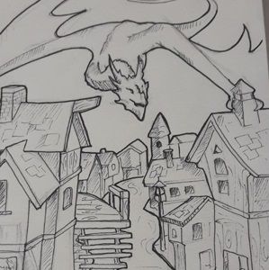 299x300 sketchbook ! drawing of j r r tolkien's smaug attack on lake town - Smaug Drawing