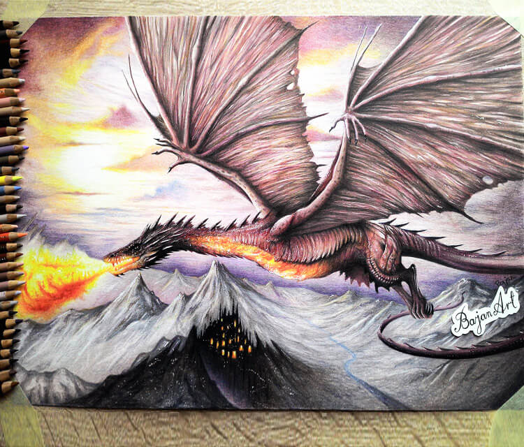 750x640 Smaug From Hobbit Drawing - Smaug Drawing