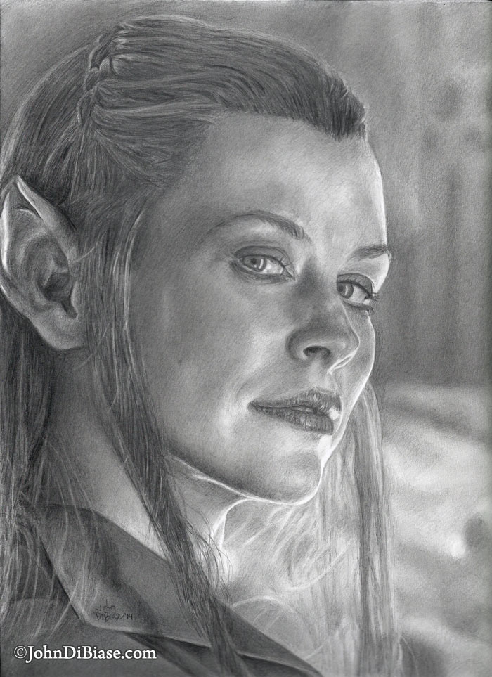 700x963 Drawing Of Evangeline Lilly As Tauriel In The Hobbit - Smaug Drawing