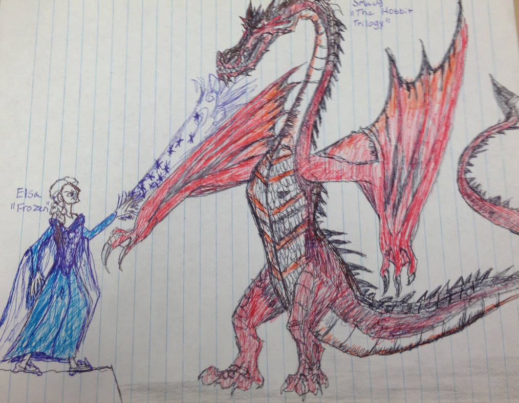 1014x788 Elsa Vs Smaug Drawing - Smaug Drawing