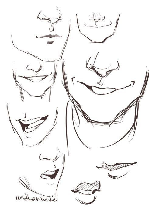 490x700 Male Face Illustration Station Drawings, Art, Mouth Drawing - Smile Drawing