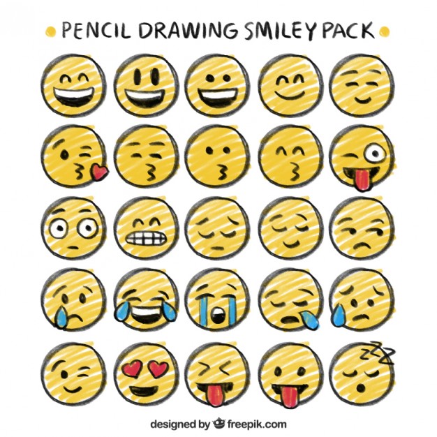626x626 Pencil Drawing Smiley Pack Vector Free Download - Smiley Drawing