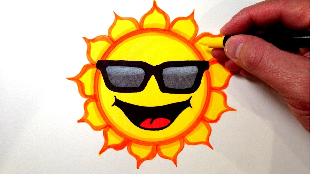 1280x720 How To Draw A Cool Sun Smiley Face With Sunglasses - Smiley Drawing