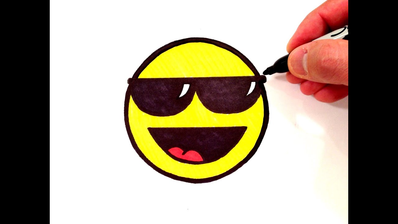 1280x720 How To Draw A Cool Smiley Face With Sunglasses - Smiley Face Drawing