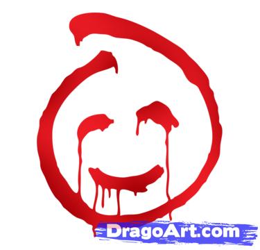 375x360 How To Draw A Red John Smiley Face From The Mentalist, Step - Smiley Face Drawing