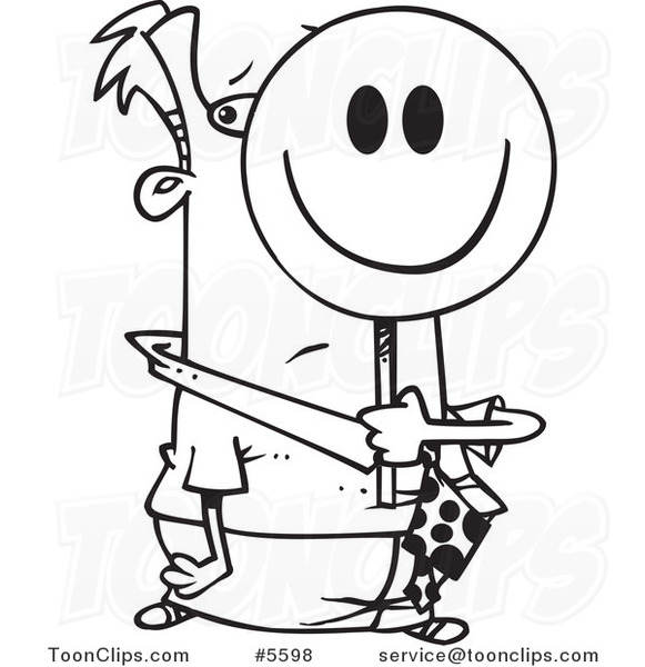 581x600 Cartoon Black And White Line Drawing Of A Smiley Face Business Man - Smiley Face Line Drawing
