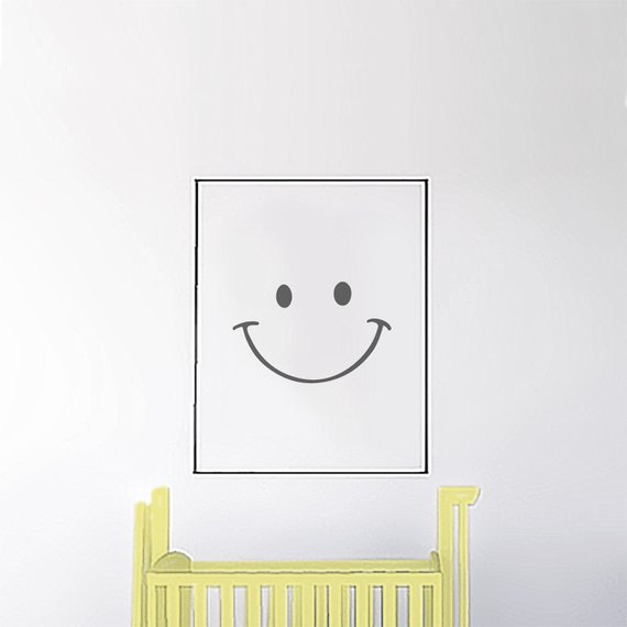 570x570 New Year Resolution Smile More Smiley Face Poster Line Etsy - Smiley Face Line Drawing