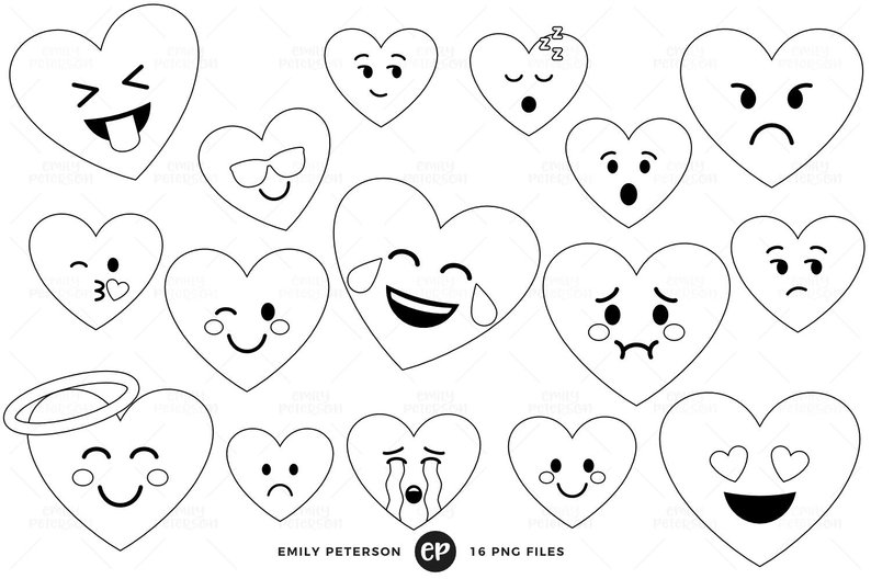 794x528 smiley heart digital stamps face line art emotion clip art etsy - Smiley Face Line Drawing