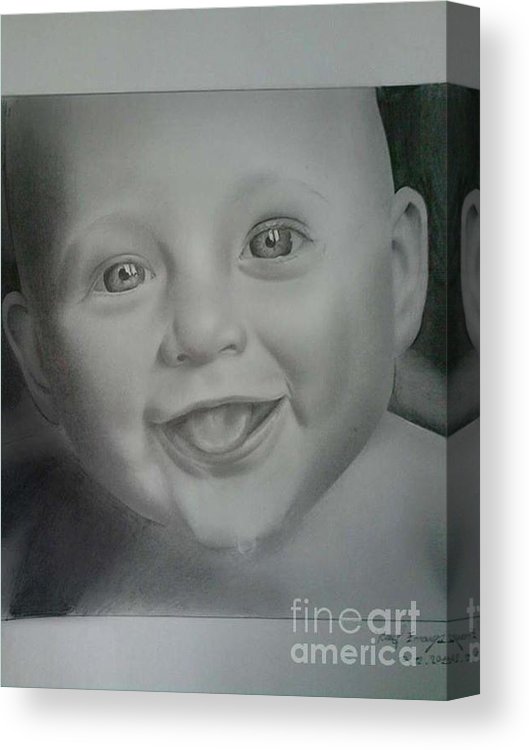 529x750 Pencil Drawing Baby With Big Smile Canvas Print Canvas Art - Smiling Baby Drawing