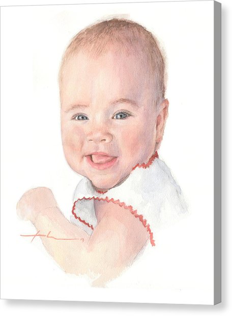 456x622 smiling baby girl watercolor portrait drawing - Smiling Baby Drawing