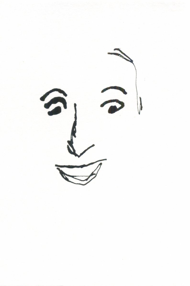 794x1196 Minimalist Ink Drawing Black And White Wall Art Face Eleven Etsy - Smiling Face Drawing