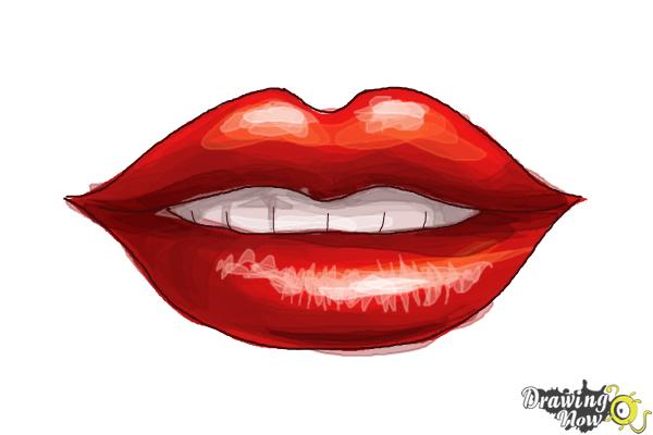 600x400 How To Draw Female Lips - Smiling Lips Drawing