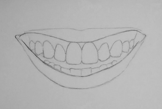 525x353 How To Draw Teeth And Lips Easy Steps Rapidfireart - Smiling Lips Drawing