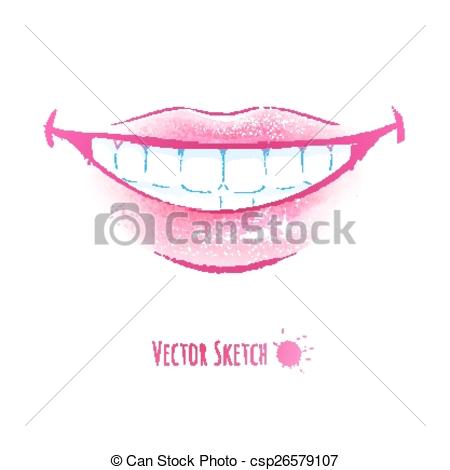 450x470 smiling lips watercolor sketch vector - Smiling Lips Drawing