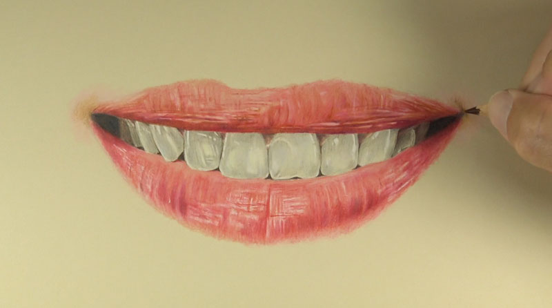 800x446 How To Draw A Realistic Mouth With Colored Pencils - Smiling Mouth Drawing