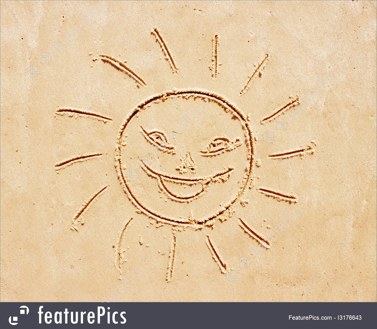 1300x1133 picture of smiling sun drawing on sand - Smiling Sun Drawing