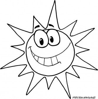 332x338 printable cartoon character smiling sun coloring pages - Smiling Sun Drawing