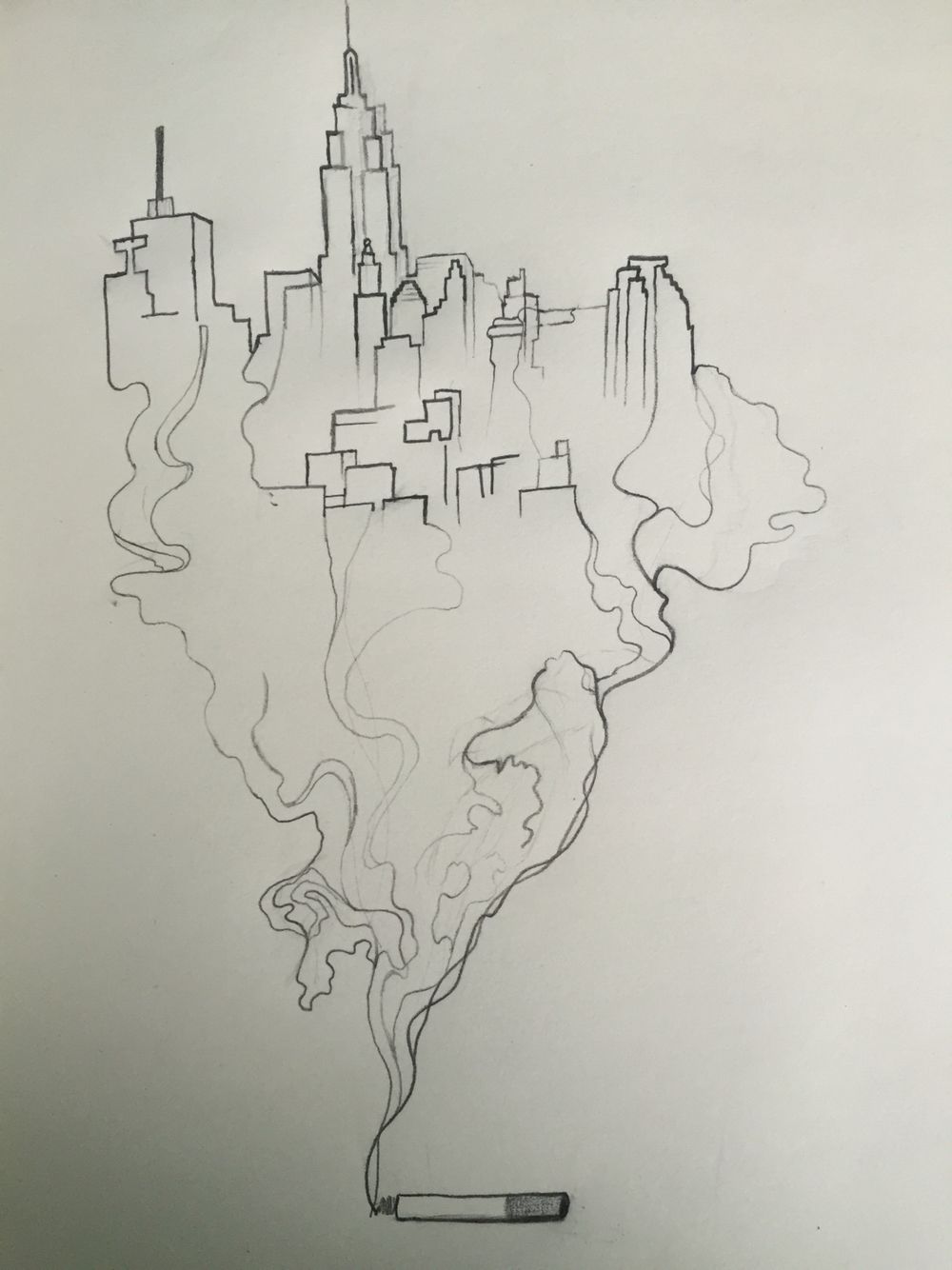 1000x1334 Smoking City Sketch Sketches In Art, Illustration Art - Smoke Drawing