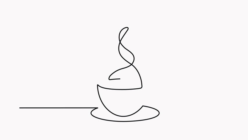 852x480 Animation Of Continuous Line Drawing Coffee Cup - Smoke Drawing