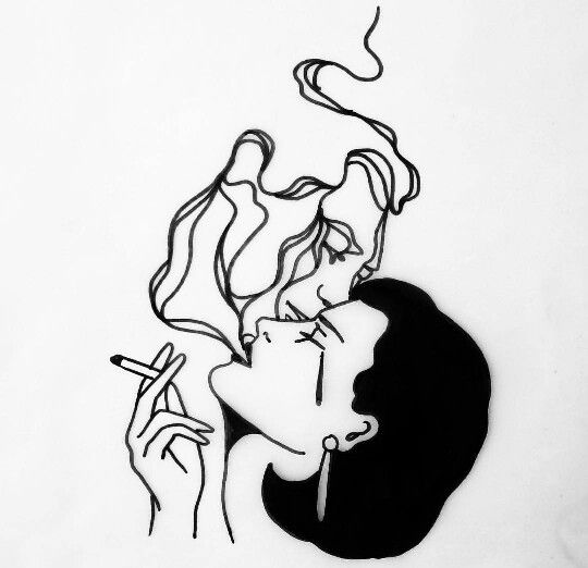 540x522 I Smoke But Sometimes I Really Need To Try It Kiss Art - Smoke Drawing Tumblr