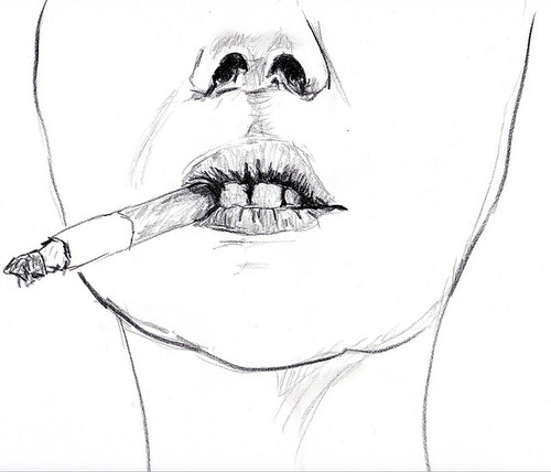 500x428 Drawn Cigarette Mouth Drawing - Smoke Drawing Tumblr