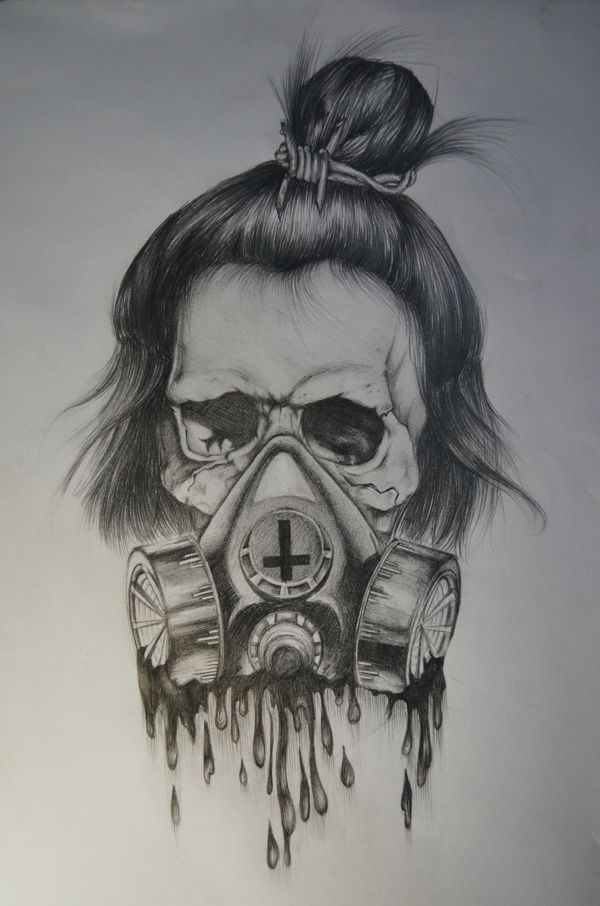 600x906 Gas Mask Pencil Drawing - Smoke Mask Drawing