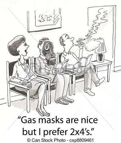 397x470 Gas Masks Woman In Office Bothered - Smoke Mask Drawing