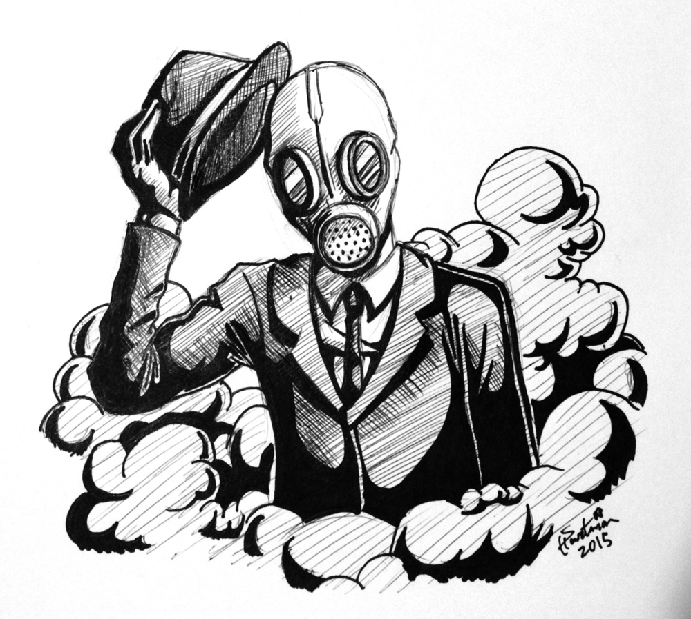 1000x897 Ink Illustrations Stephen Hartman - Smoke Mask Drawing