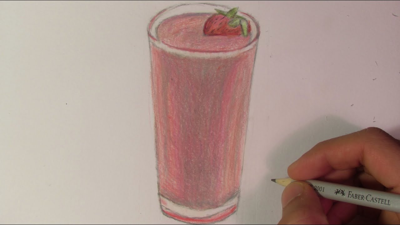 1280x720 Realistic Strawberry Smoothie - Smoothie Drawing