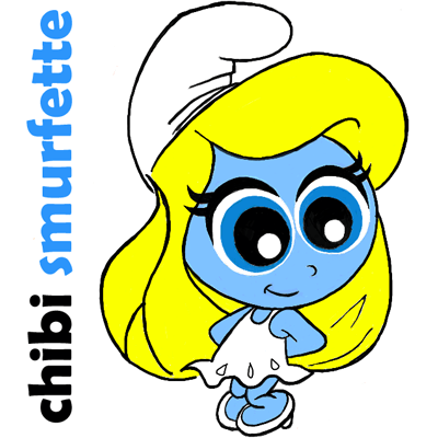 400x400 How To Draw Chibi Smurfette Or Baby Smurfette From The Smurfs - Smurf Drawing