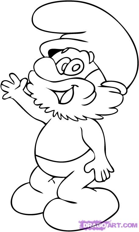 457x764 How To Draw Papa Smurf, Step - Smurf Drawing