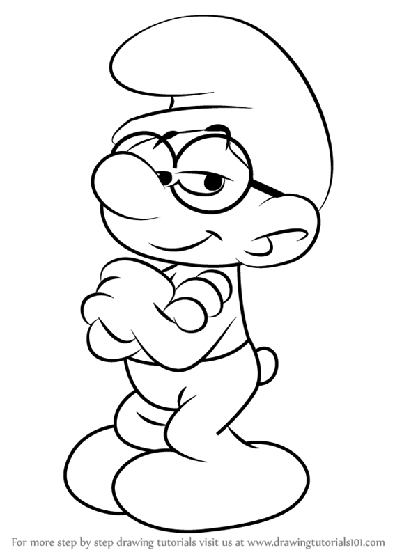 567x800 learn how to draw brainy smurf from smurfs - Smurf Drawing.