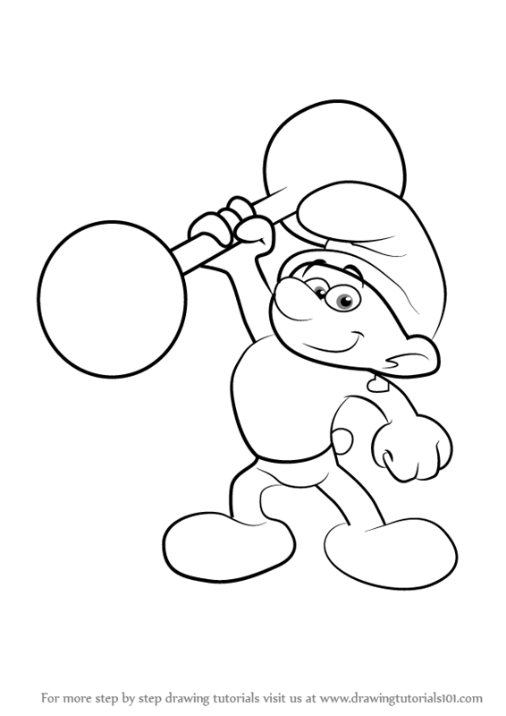 566x800 Learn How To Draw Hefty Smurf From Smurfs - Smurf Drawing